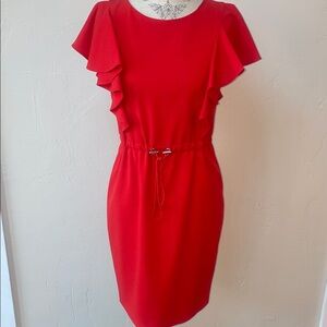 Calvin Klein Red Ruffle Dress